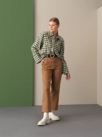 Xint Yeşil Oversize Ekose Gömlek