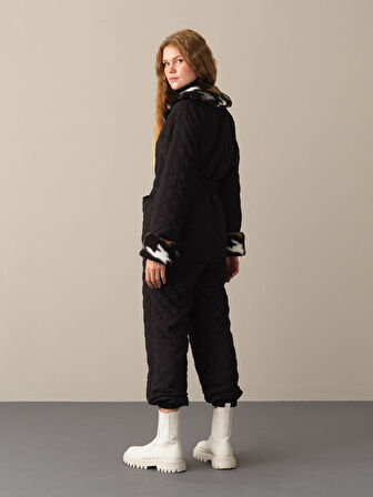 Xint Siyah Kürklü Oversize Ceket