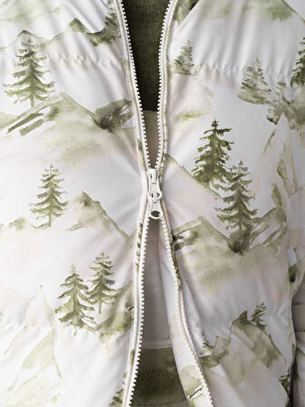 Xint Yeşil Pamuk Dokulu Oversize Desenli Şişme