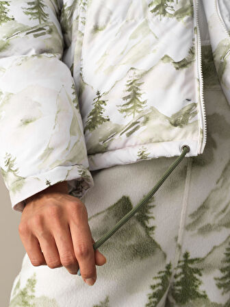 Xint Yeşil Pamuk Dokulu Oversize Desenli Şişme