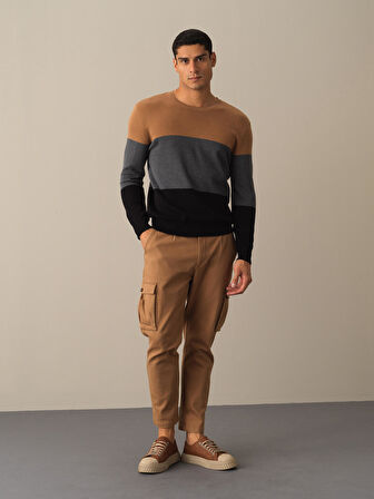 Xint Siyah Regular Fit Çizgili Kazak