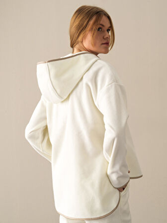 Xint Beyaz Fermuarlı Polar Sweatshirt