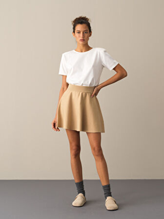 Xint Bej Regular Fit Triko Etek