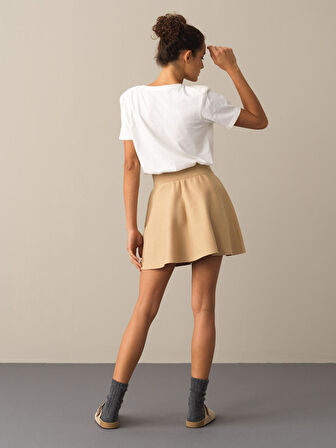 Xint Bej Regular Fit Triko Etek