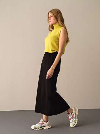 Xint Siyah Regular Fit Triko Uzun Etek
