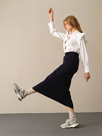 Xint Lacivert Regular Fit Triko Uzun Etek