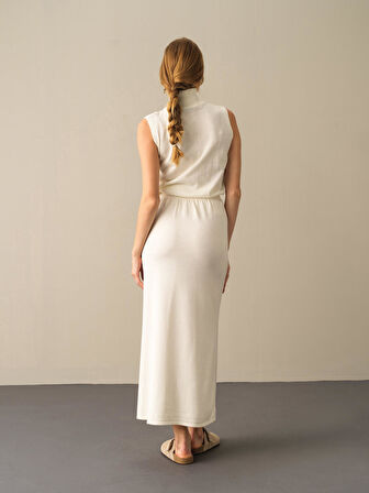 Xint Ekru Regular Fit Triko Uzun Etek