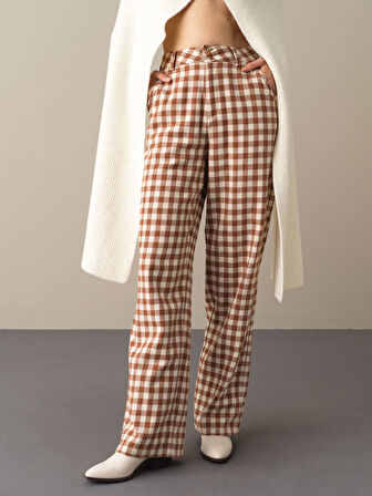 Xint Camel Oversize Ekose Pantolon