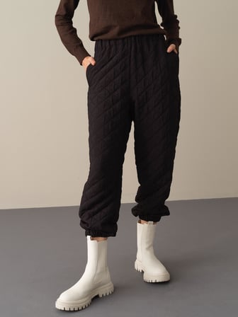 Xint Siyah Oversize Kapitone Pantolon