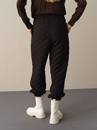 Xint Siyah Oversize Kapitone Pantolon