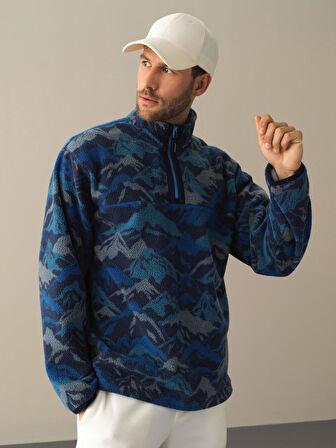 Xint Lacivert Oversize Polar Sweatshirt