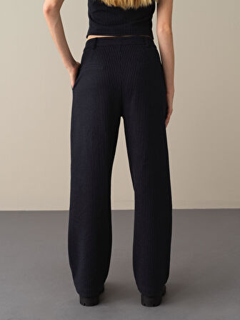 Xint Lacivert Oversize Çizgili Pantolon