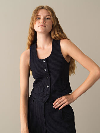 Xint Lacivert Pamuklu Regular Fit Yelek