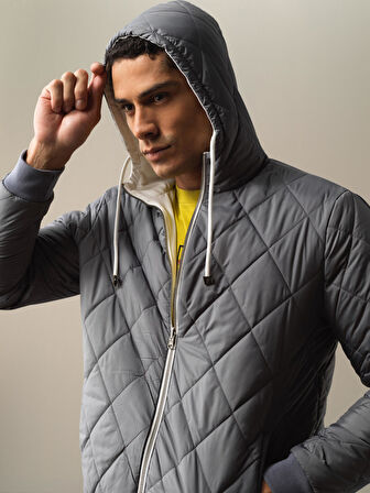 Xint Gri Çift Taraflı Regular Fit Mont