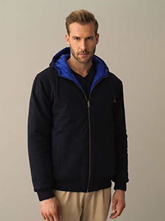 Xint Mavi Çift Taraflı Regular Fit Mont