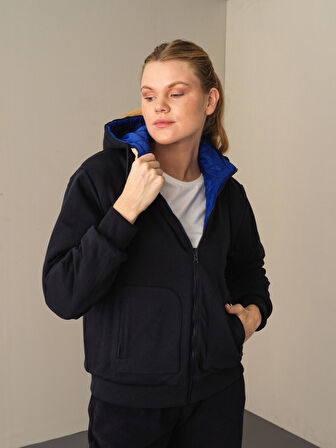 Xint Mavi Çift Taraflı Sweatmont