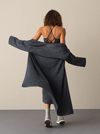 Xint Antrasit Oversize Uzun Hırka