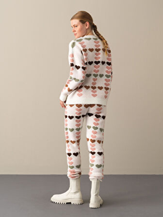 Xint Pembe Oversize Desenli Kazak