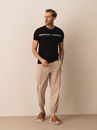 Siyah Slim Fit Pamuklu Tişört