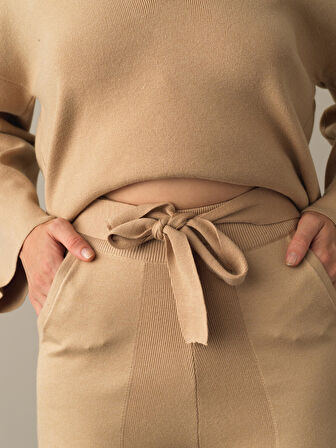 Xint Bej Regular Fit Triko Pantolon