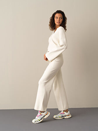 Xint Ekru Regular Fit Triko Pantolon