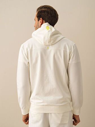 Beyaz Slim Fit Pamuklu Sweatmont