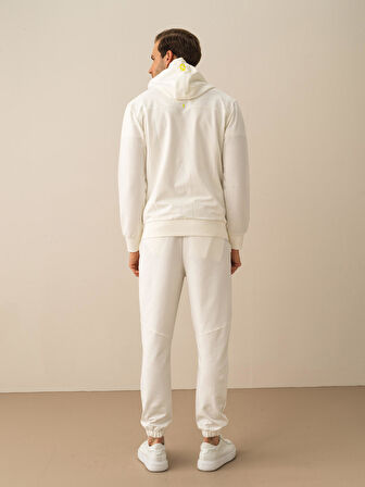 Beyaz Slim Fit Pamuklu Sweatmont