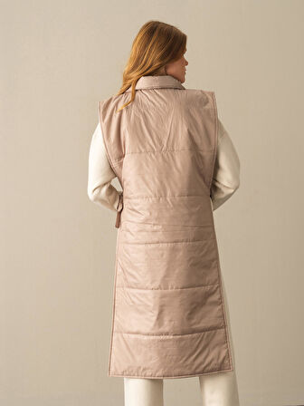 Xint Bej Dik Yaka Regular Fit Yelek