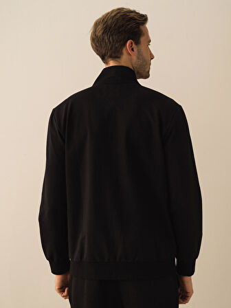 Siyah Slim Fit Pamuklu Sweatmont