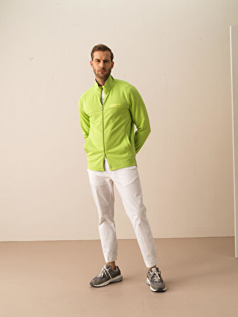 Yeşil Slim Fit Pamuklu Sweatmont