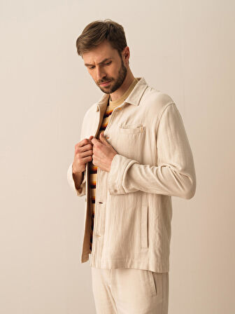 Taş Rengi Regular Fit Pamuklu Gömlek Ceket