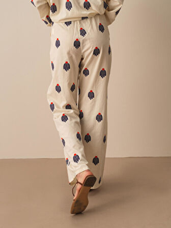 Ekru Regular Fit Pamuklu Pantolon