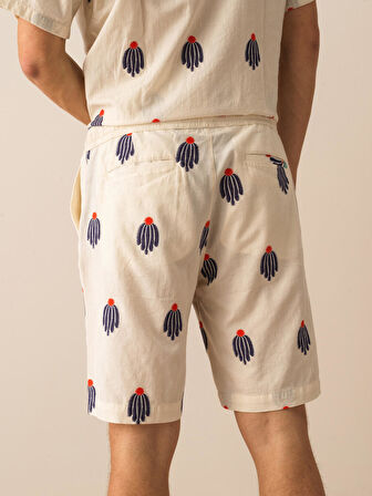 Ekru Regular Fit Pamuklu Şort