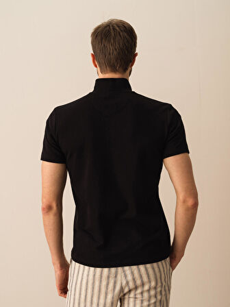 Siyah Regular Fit Pamuklu Tişört