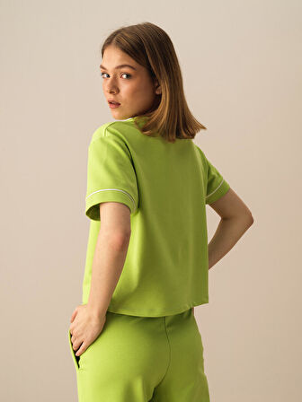 Yeşil Regular Fit Pamuklu Tişört