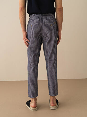 Lacivert Regular Fit Keten Pantolon