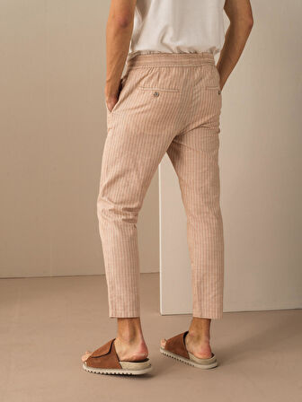 Taş Rengi Regular Fit Keten Pantolon