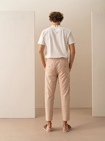 Taş Rengi Regular Fit Keten Pantolon