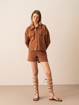Vizon Oversize Pamuklu Ceket