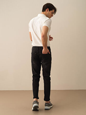 Siyah Slim Fit Pamuklu Denim Pantolon