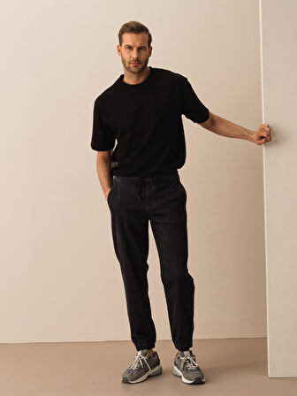 Siyah Slim Fit Pamuklu Denim Pantolon