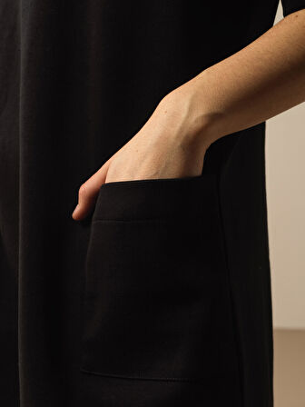 Siyah Oversize Pamuklu Elbise