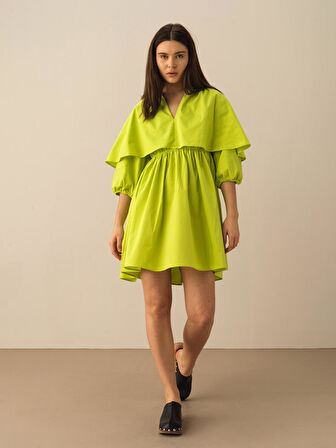 Yeşil Oversize Pamuklu Elbise