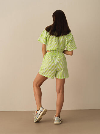 Yeşil Oversize Pamuklu Şort