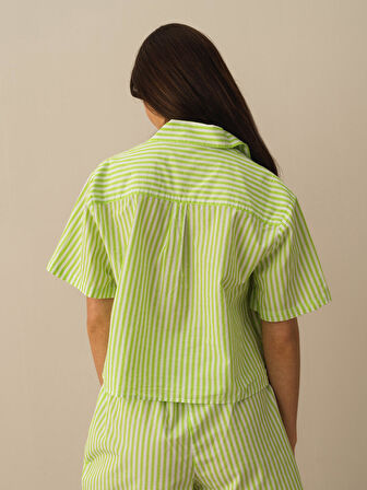 Yeşil Oversize Pamuklu Gömlek