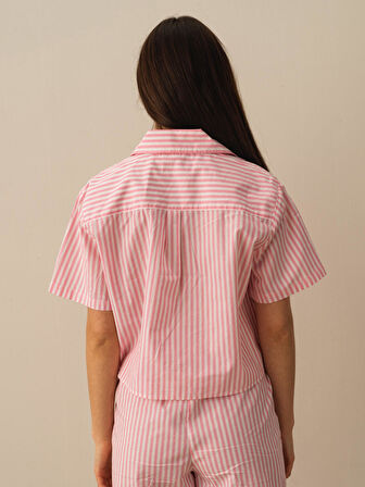 Pembe Oversize Pamuklu Gömlek