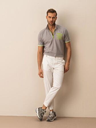 Beyaz Slim Fit Pamuklu Pantolon
