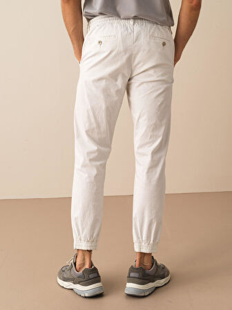 Beyaz Slim Fit Pamuklu Pantolon