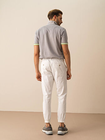 Beyaz Slim Fit Pamuklu Pantolon