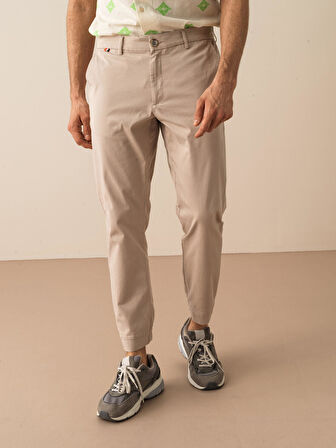 Taş Rengi Slim Fit Pamuklu Pantolon